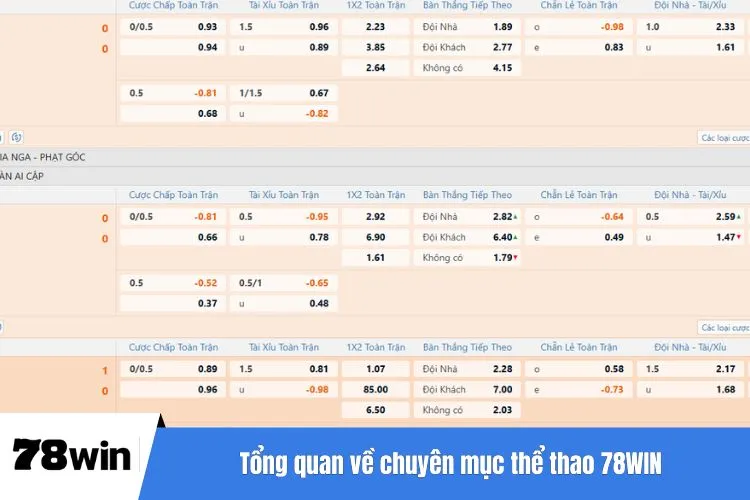 Tổng quan về chuyên mục thể thao 78WIN